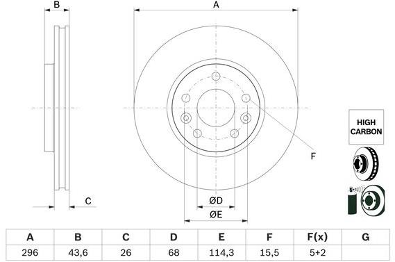 BOSCH brzdový kotouč 0 986 479 F05, sada 2 ks, sada 2 ks