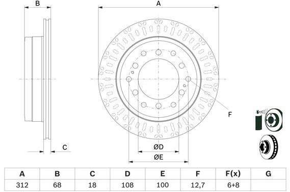 BOSCH brzdový kotouč 0 986 479 F07, sada 2 ks, sada 2 ks