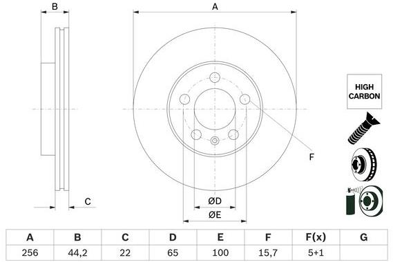 BOSCH brzdový kotouč 0 986 479 F32, sada 2 ks, sada 2 ks