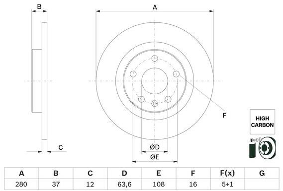 BOSCH brzdový kotouč 0 986 479 F41, sada 2 ks, sada 2 ks