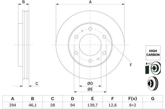 BOSCH brzdový kotouč 0 986 479 F45, sada 2 ks, sada 2 ks
