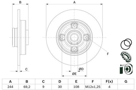BOSCH brzdový kotouč 0 986 479 F74, sada 2 ks, sada 2 ks