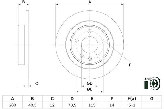 BOSCH brzdový kotouč 0 986 479 F83, sada 2 ks, sada 2 ks
