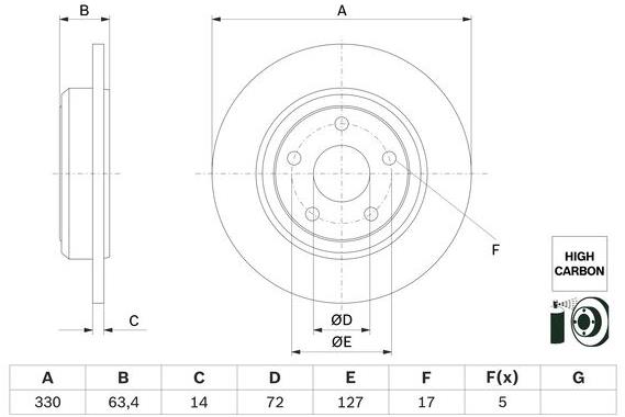 BOSCH brzdový kotouč 0 986 479 F89, sada 2 ks, sada 2 ks