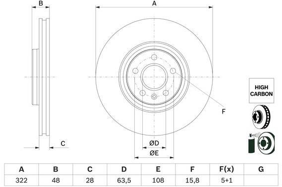 BOSCH brzdový kotouč 0 986 479 F90, sada 2 ks, sada 2 ks