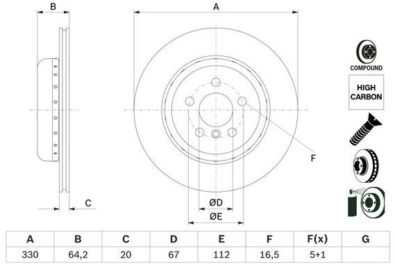 BOSCH brzdový kotouč 0 986 479 G14, sada 2 ks, sada 2 ks