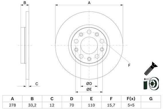 BOSCH brzdový kotouč 0 986 479 G21, sada 2 ks, sada 2 ks