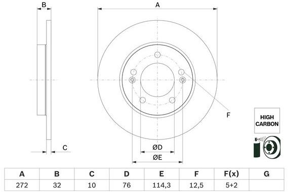 BOSCH brzdový kotouč 0 986 479 G30, sada 2 ks, sada 2 ks
