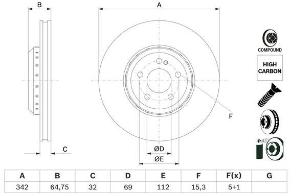 BOSCH brzdový kotouč 0 986 479 G35, sada 2 ks, sada 2 ks