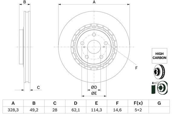 BOSCH brzdový kotouč 0 986 479 G63, sada 2 ks, sada 2 ks