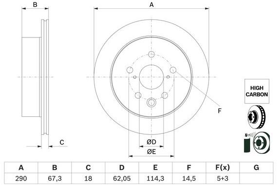 BOSCH brzdový kotouč 0 986 479 G64, sada 2 ks, sada 2 ks