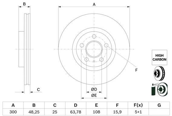 BOSCH brzdový kotouč 0 986 479 G68, sada 2 ks, sada 2 ks