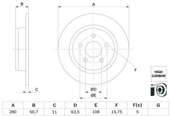 BOSCH brzdový kotouč 0 986 479 G71, sada 2 ks, sada 2 ks