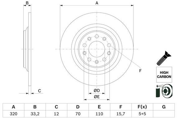 BOSCH brzdový kotouč 0 986 479 G74, sada 2 ks, sada 2 ks