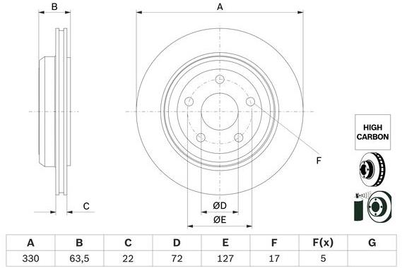BOSCH brzdový kotouč 0 986 479 G84, sada 2 ks, sada 2 ks