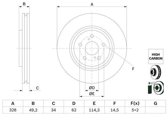 BOSCH brzdový kotouč 0 986 479 H04, sada 2 ks, sada 2 ks