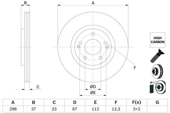BOSCH brzdový kotouč 0 986 479 H05, sada 2 ks, sada 2 ks