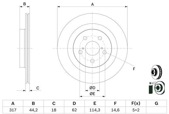 BOSCH brzdový kotouč 0 986 479 H19, sada 2 ks, sada 2 ks