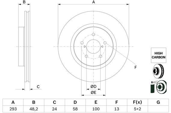 BOSCH brzdový kotouč 0 986 479 H28, sada 2 ks, sada 2 ks