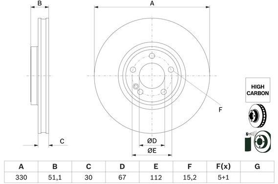 BOSCH brzdový kotouč 0 986 479 H34, sada 2 ks, sada 2 ks