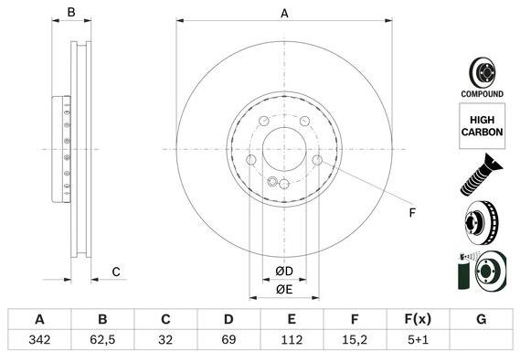 BOSCH brzdový kotouč 0 986 479 H41, sada 2 ks, sada 2 ks