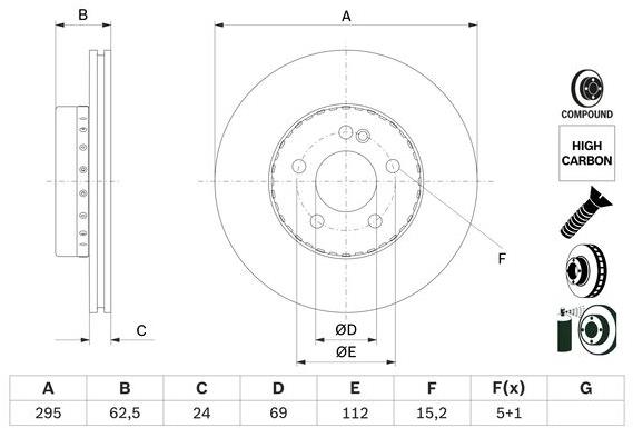 BOSCH brzdový kotouč 0 986 479 H45, sada 2 ks, sada 2 ks