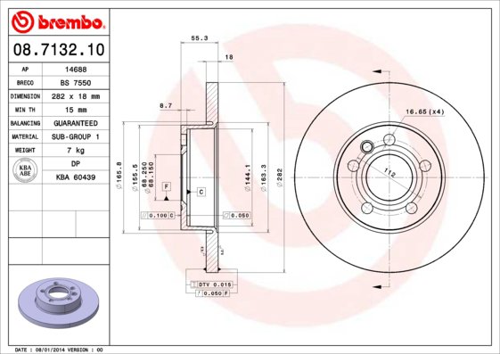BREMBO brzdový kotouč 08.7132.10, sada 2 ks