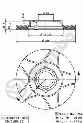 BREMBO brzdový kotouč 09.5166.75, sada 2 ks