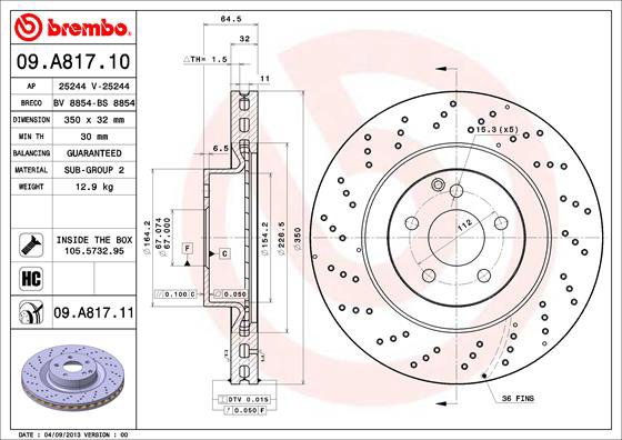 BREMBO brzdový kotouč 09.A817.11, sada 2 ks