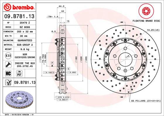 BREMBO brzdový kotouč 09.B781.13, sada 2 ks