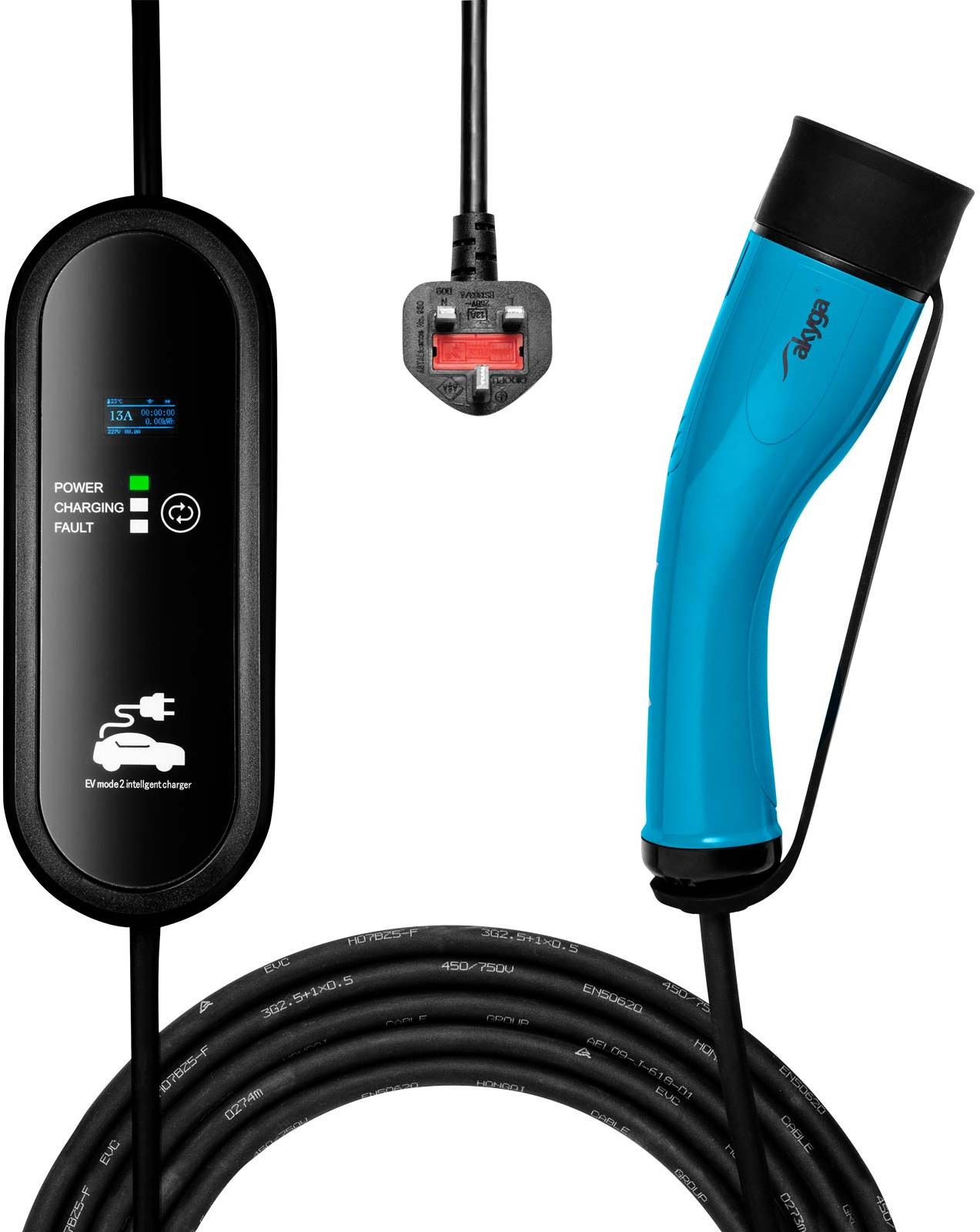 Akyga nabíjecí kabel BS 1363 UK / Typ 2, 13 A, 3 kW, 5 m