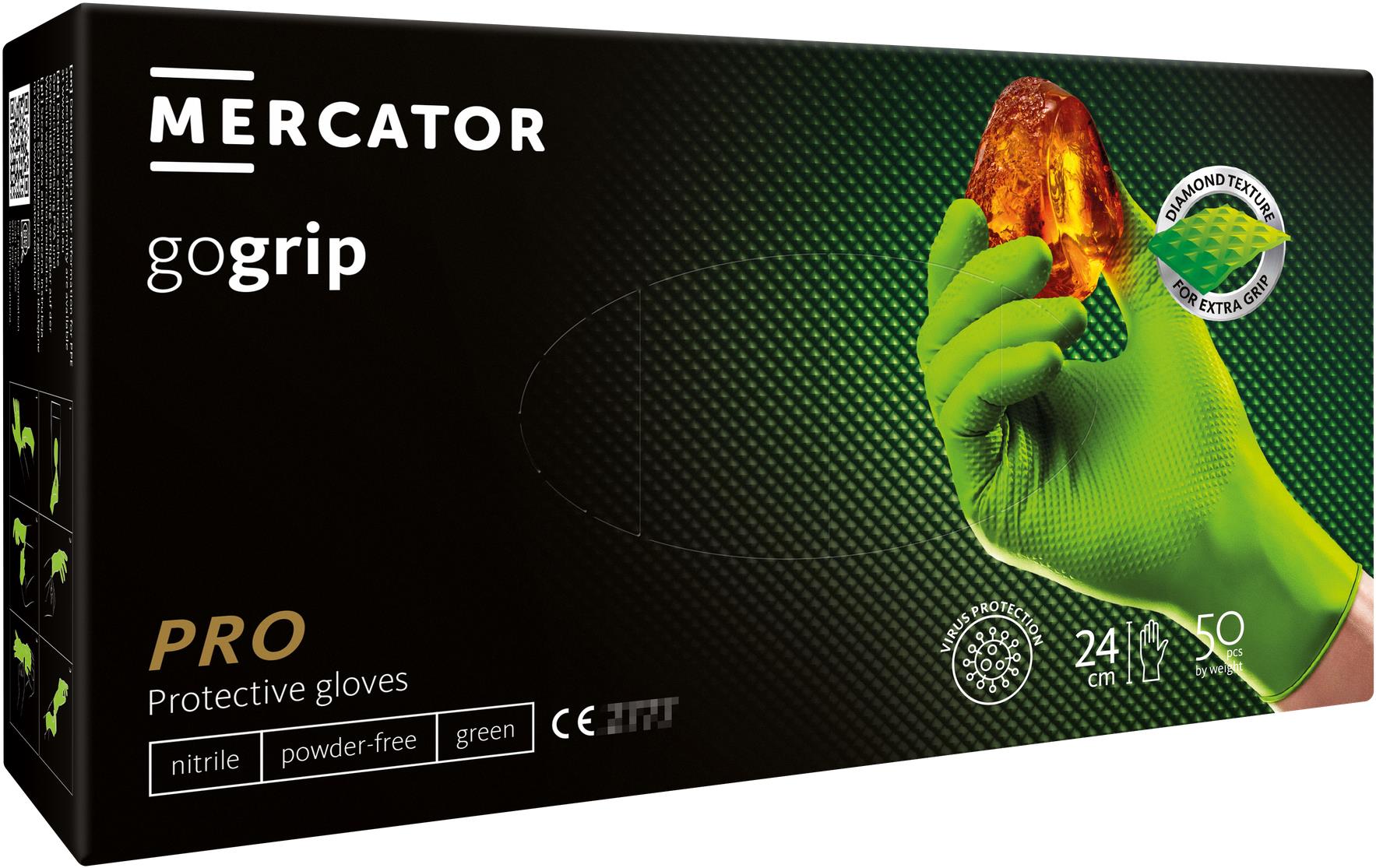 MERCATOR® Prémiové rukavice gogrip green 50 ks, vel. M