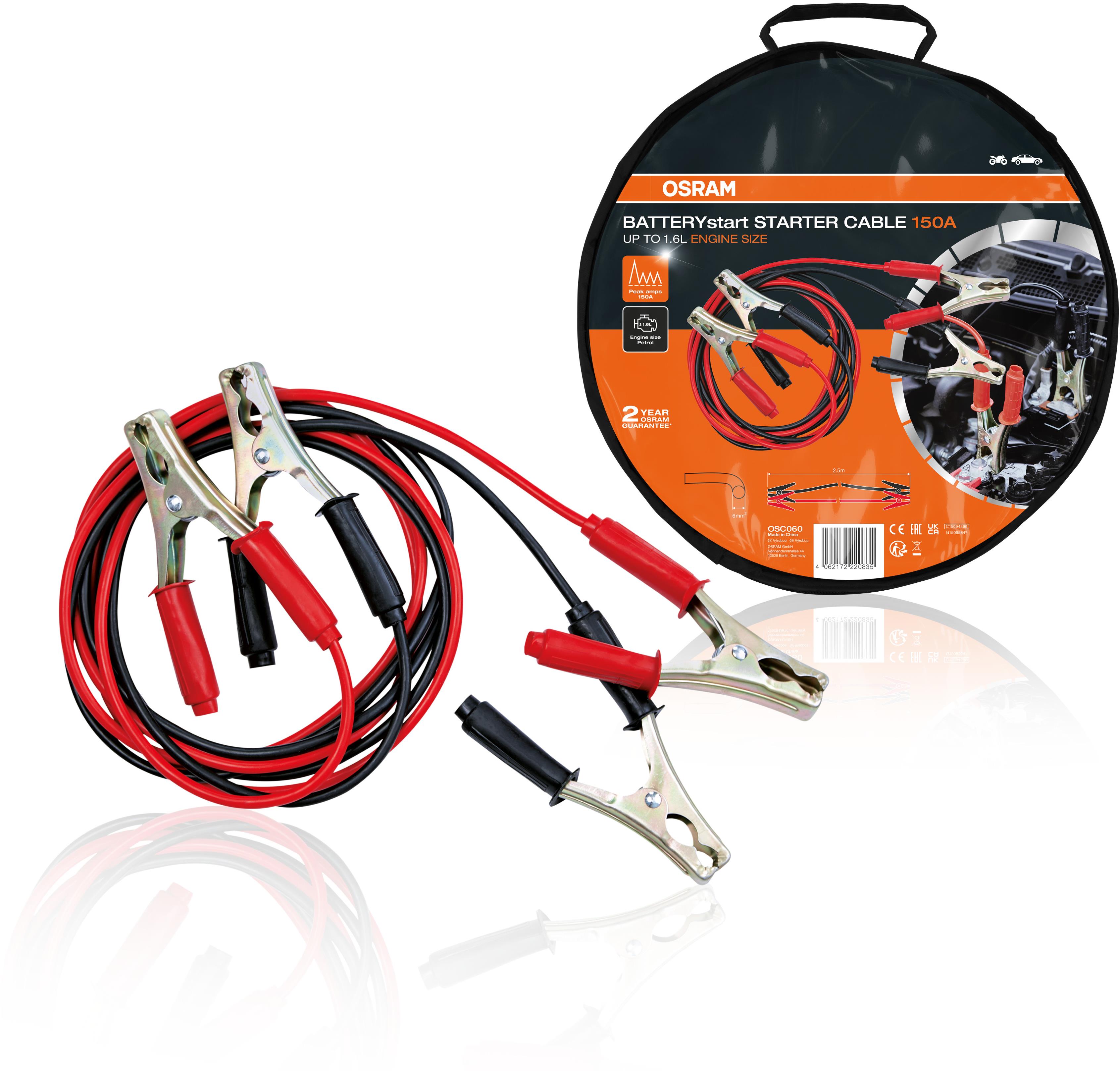 OSRAM startovací kabel 6/12V, 150A, hliník/měď