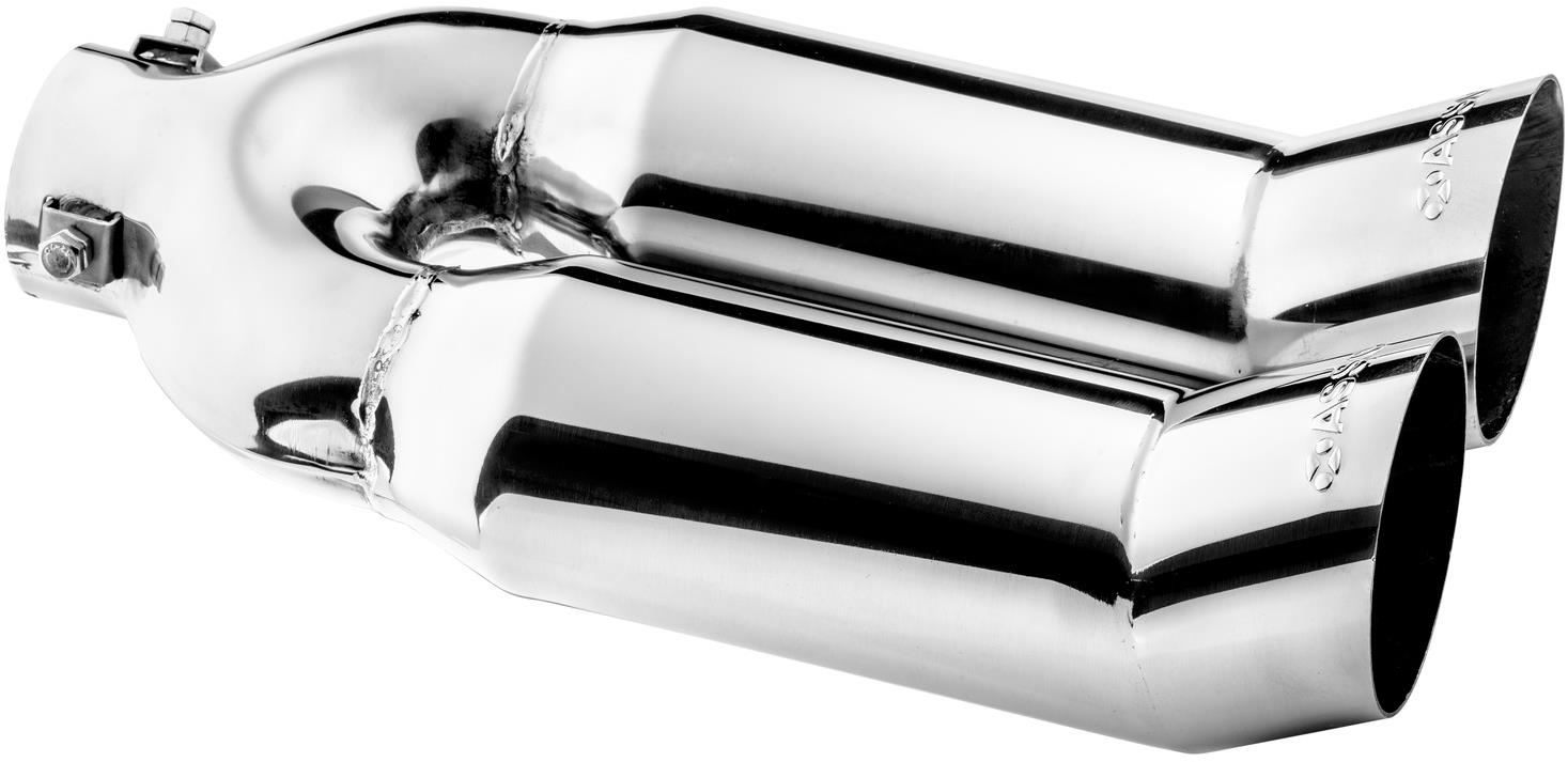 ASSO koncovka výfuku nerezová dvojitá kulatá, vnější průměr 2 × 76 mm, délka 200 mm