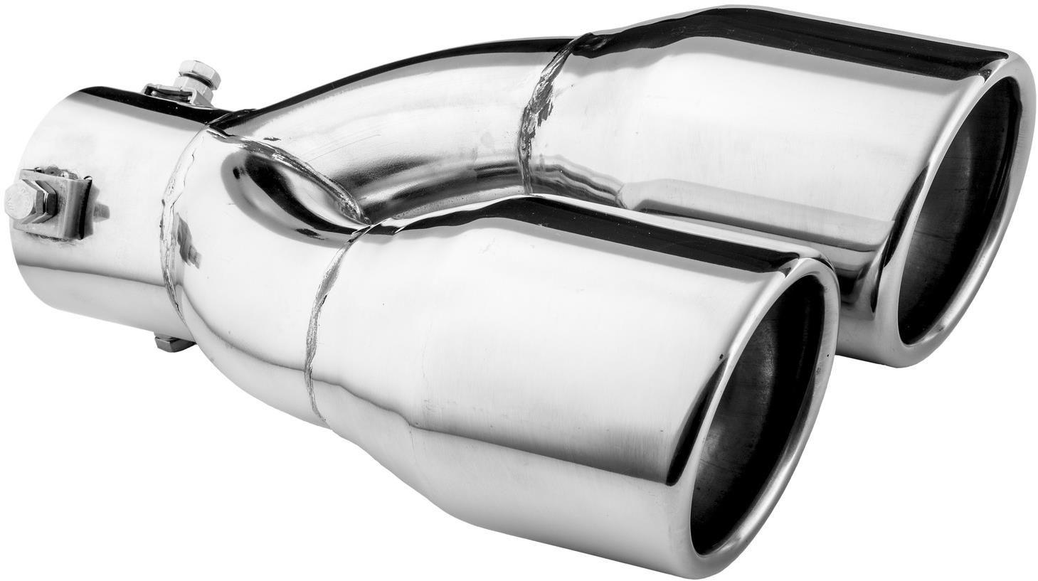ASSO koncovka výfuku nerezová dvojitá kulatá, vnější průměr 2 × 80 mm, délka 305 mm