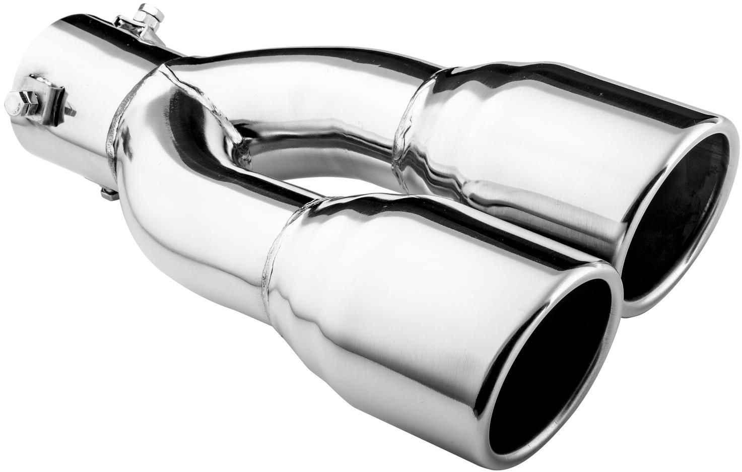 ASSO koncovka výfuku nerezová dvojitá kulatá, vnější průměr 2 × 80 mm, délka 308 mm