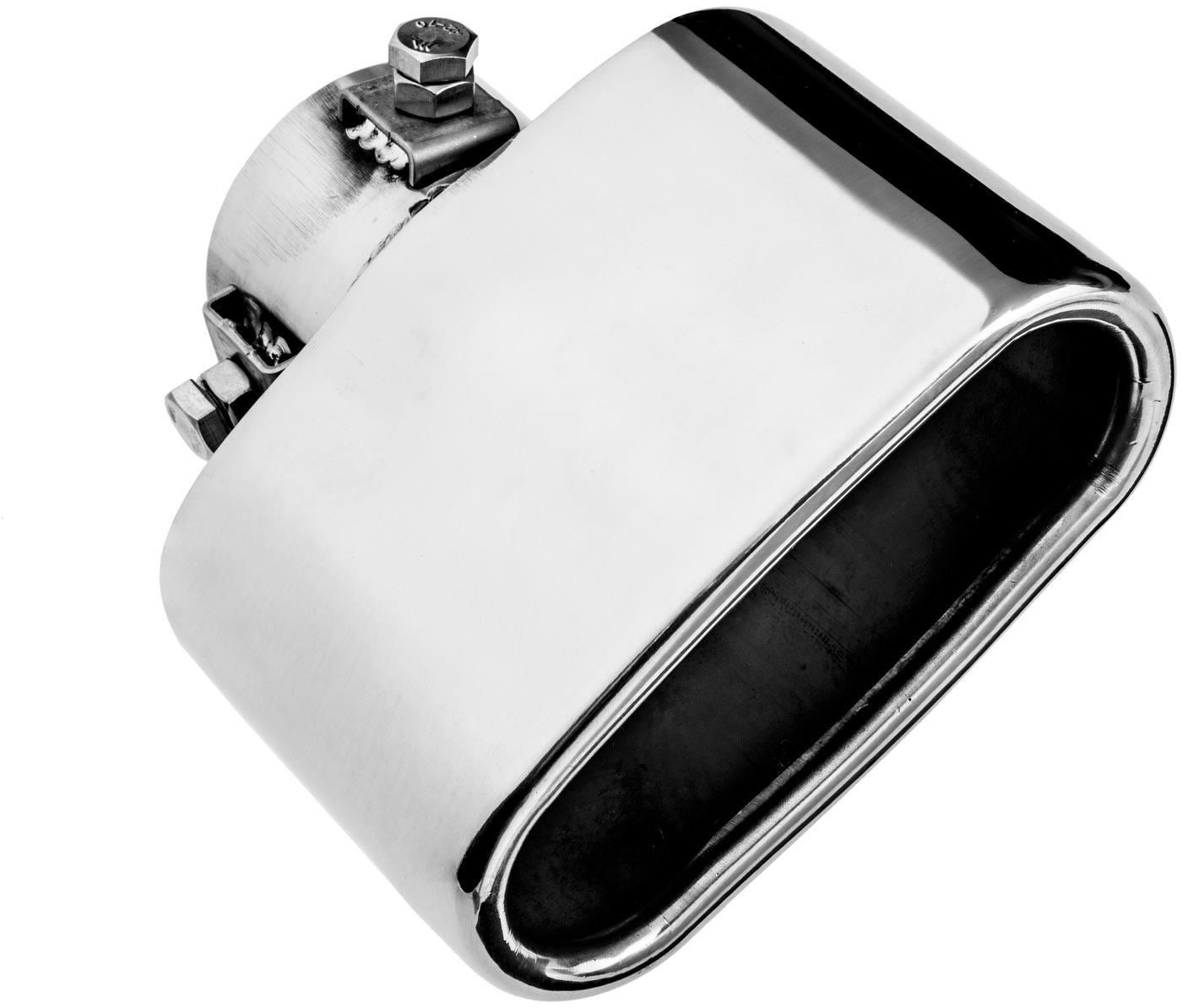 ASSO koncovka výfuku nerezová oválná, vnější průměr 110 × 46 mm, délka 105 mm