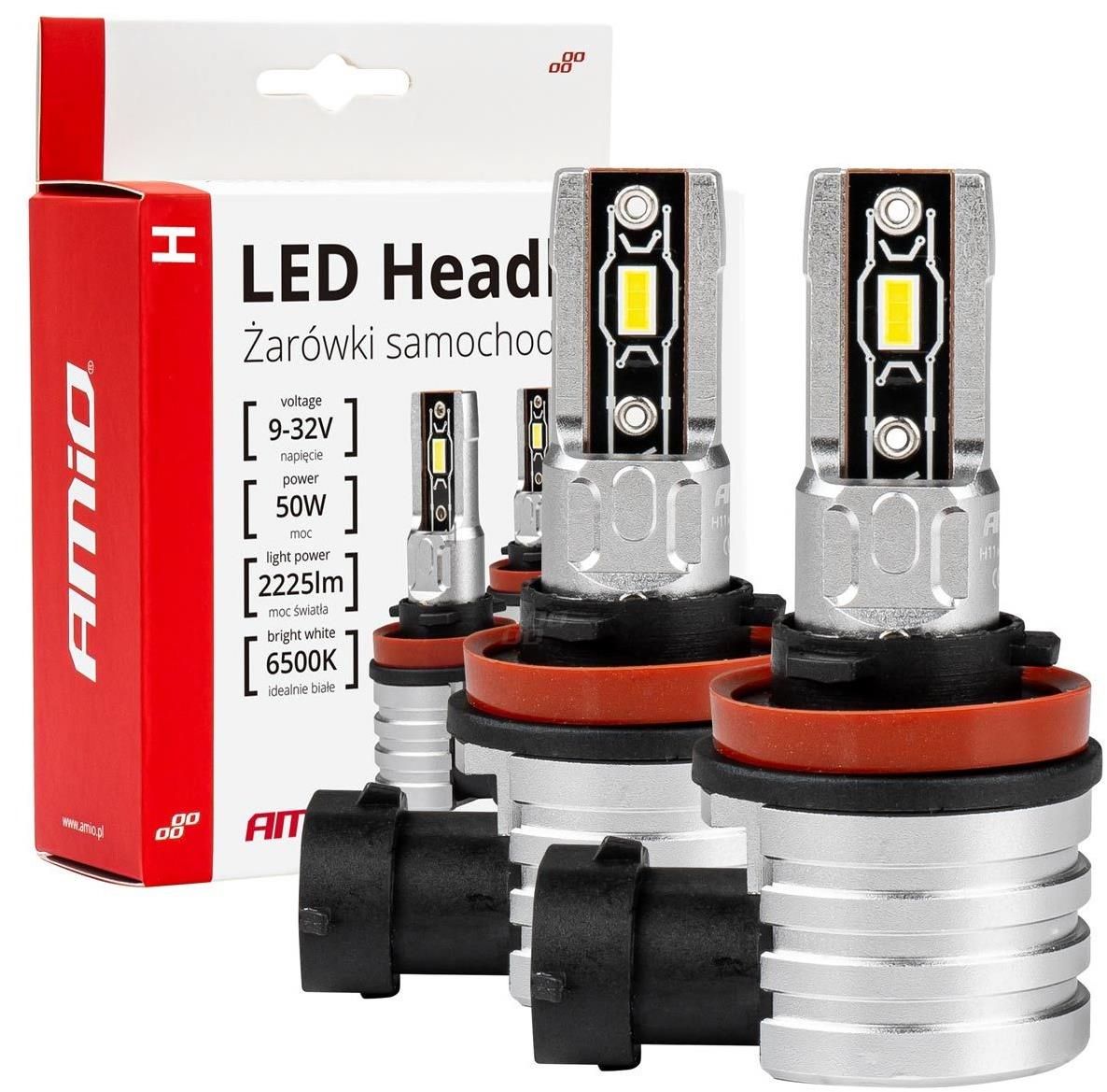 AMIO LED H8/H9/H11/H16 2x21 W - bílá (patice PGJ 19-5), sada 2 ks