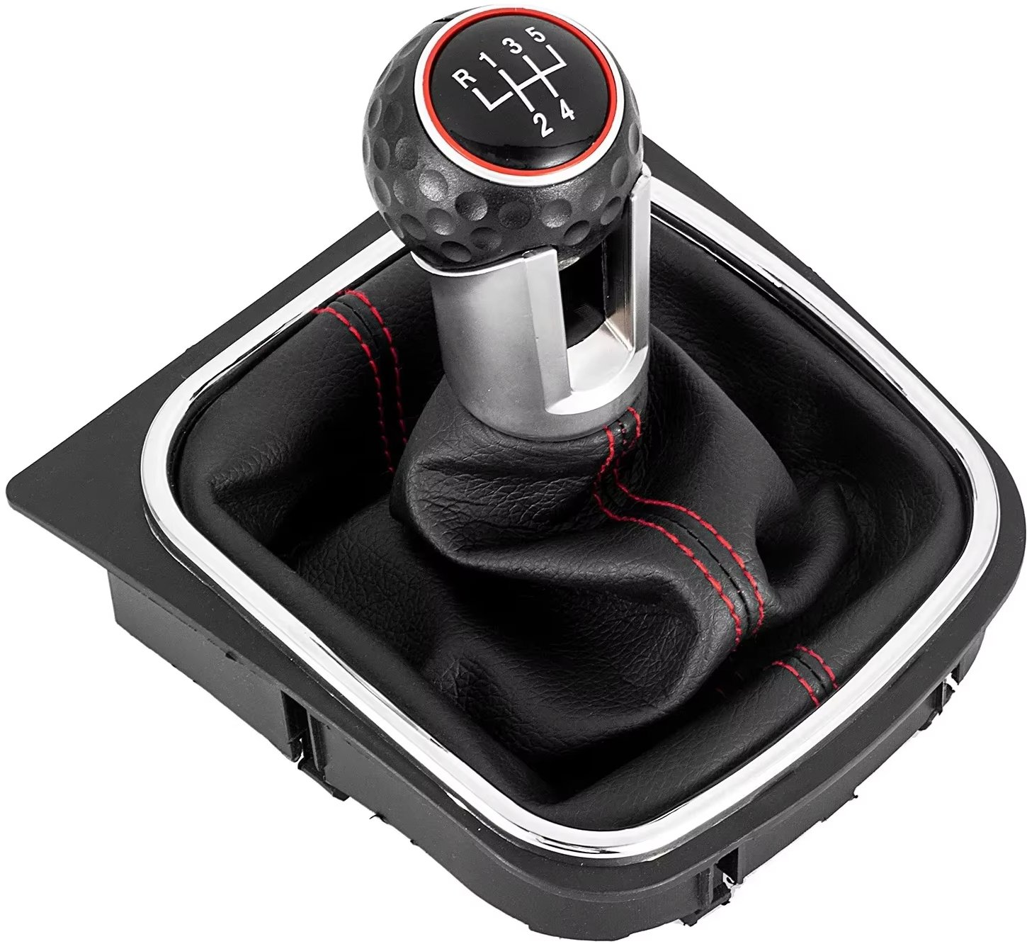 PROTEC Řadící páka s manžetou, VW Golf 6 2008 - 2013 5st červené prošití