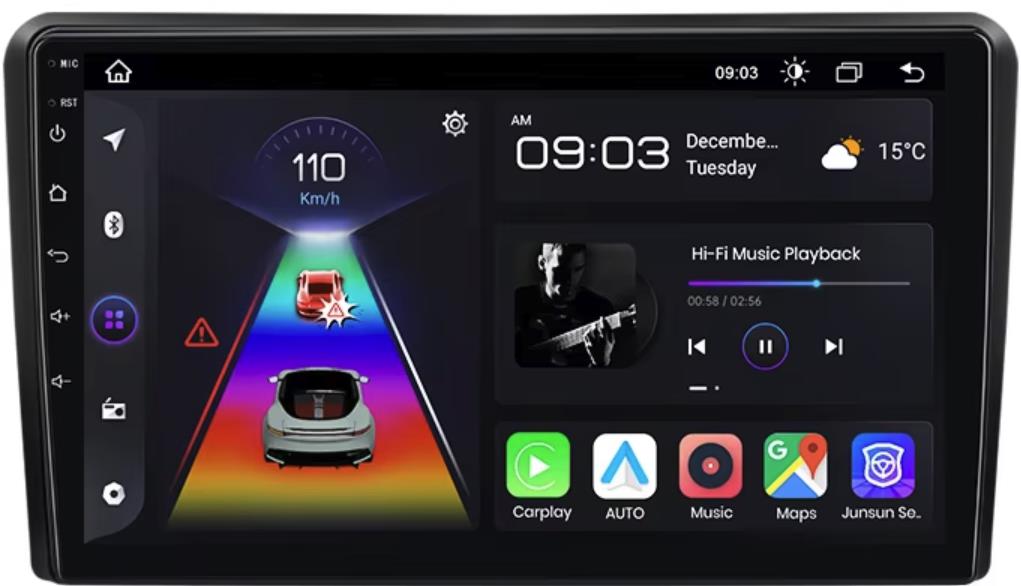 Hizpo CarPlay Android Autorádio do Audi A3 2 8P 2003 - 2013, GPS Navigace, Kamera, WIFI, Bluetooth