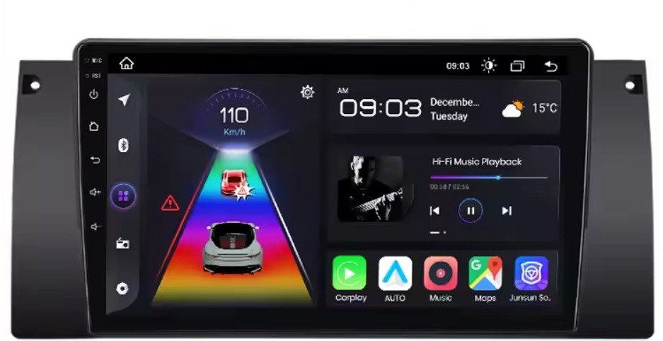 Ossuret Autorádio BMW E53 X5 1999 - 2006 a E53 5. řada 1995-2004 s CarPlay, Android Auto, Bluetooth
