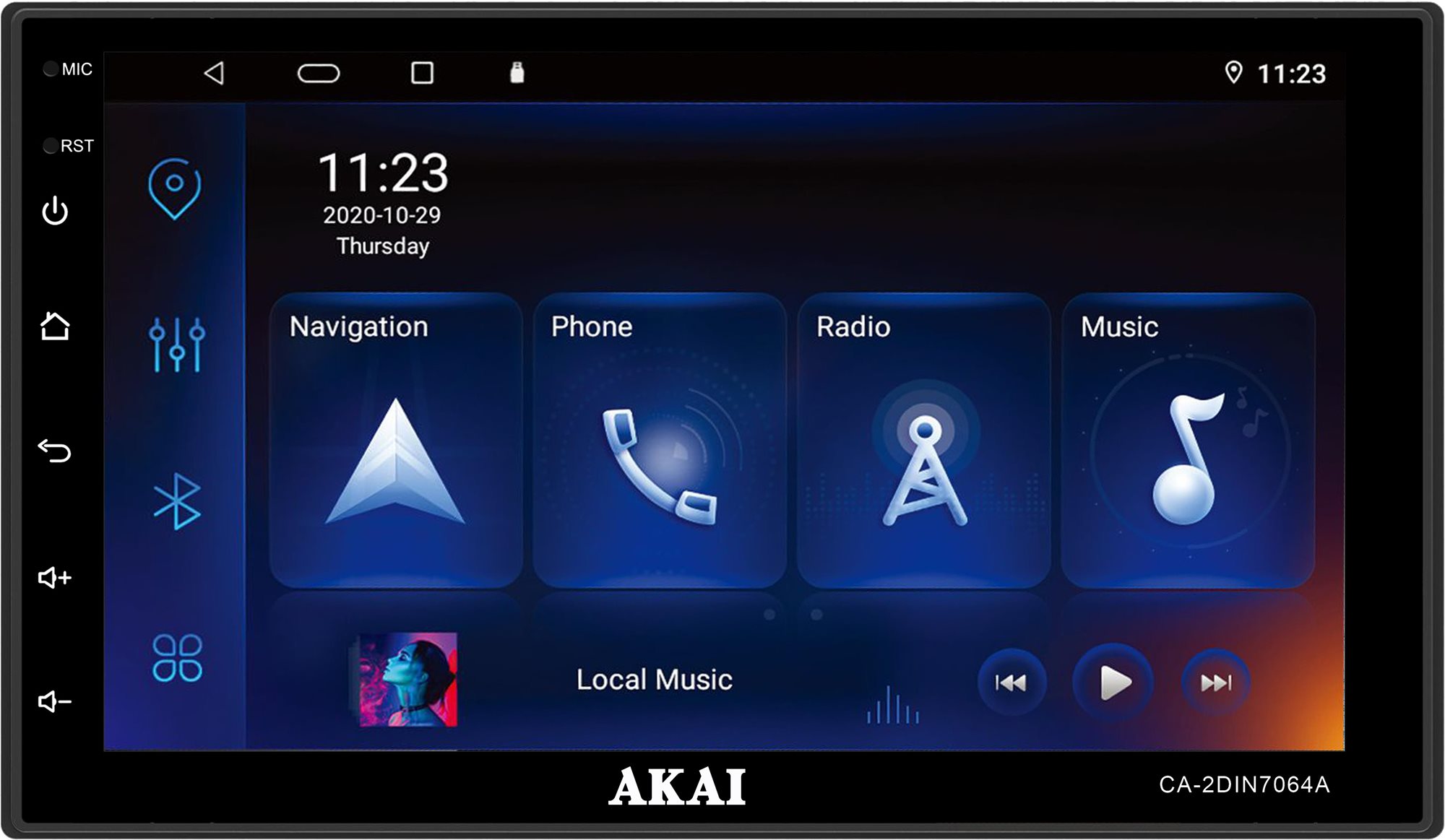 Akai 2-DIN autorádio se 7" displejem + Android CA-2DIN7064A