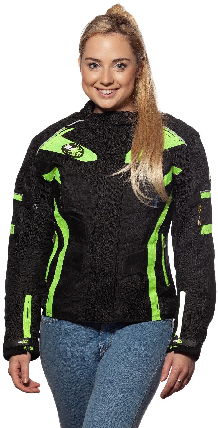 MAXX - NF 2400 Dámská textilní bunda černozelená reflexní M