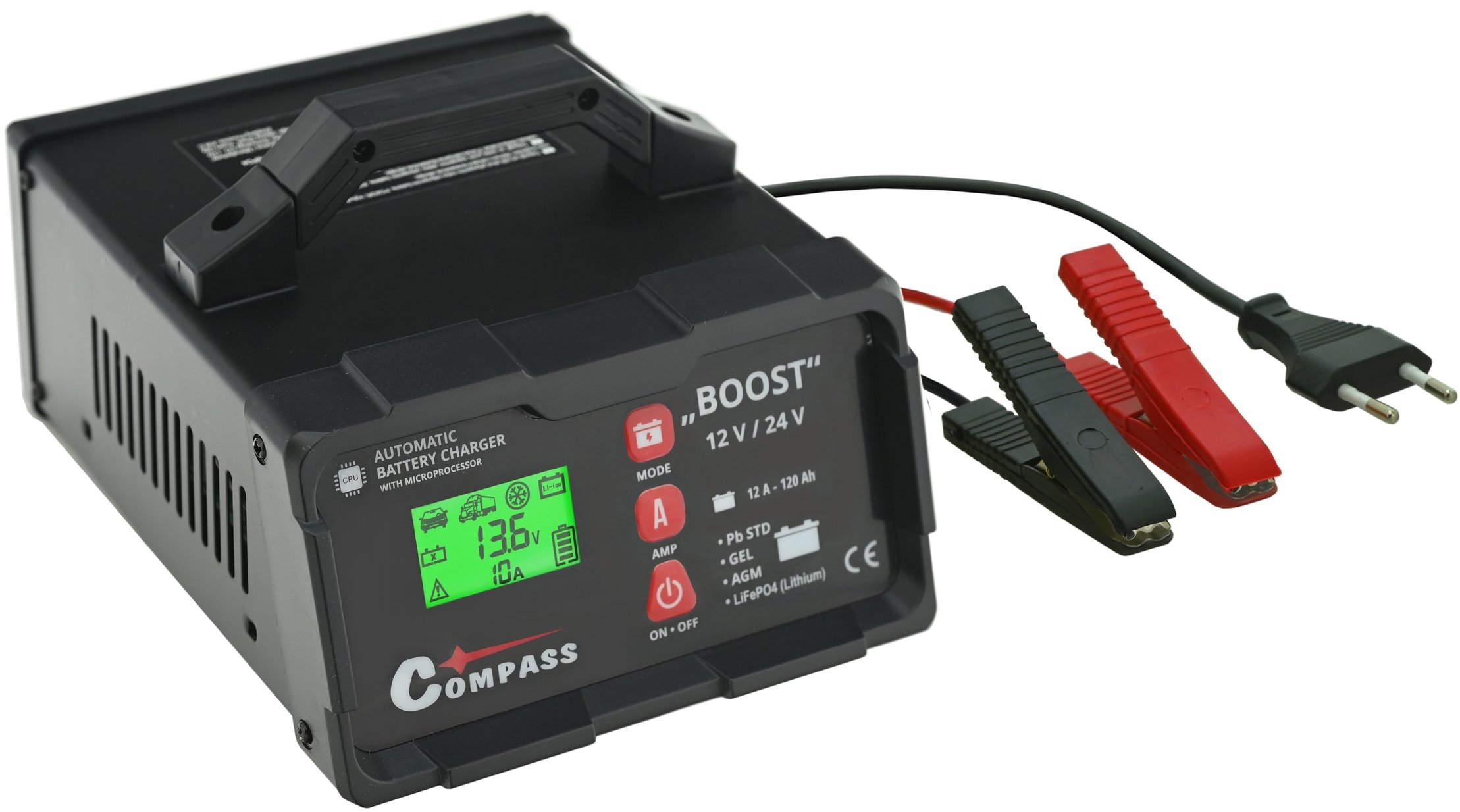 COMPASS Nabíječka BOOST 10Amp microprocesor 12/24V PB/GEL/AGM/LiFePO4