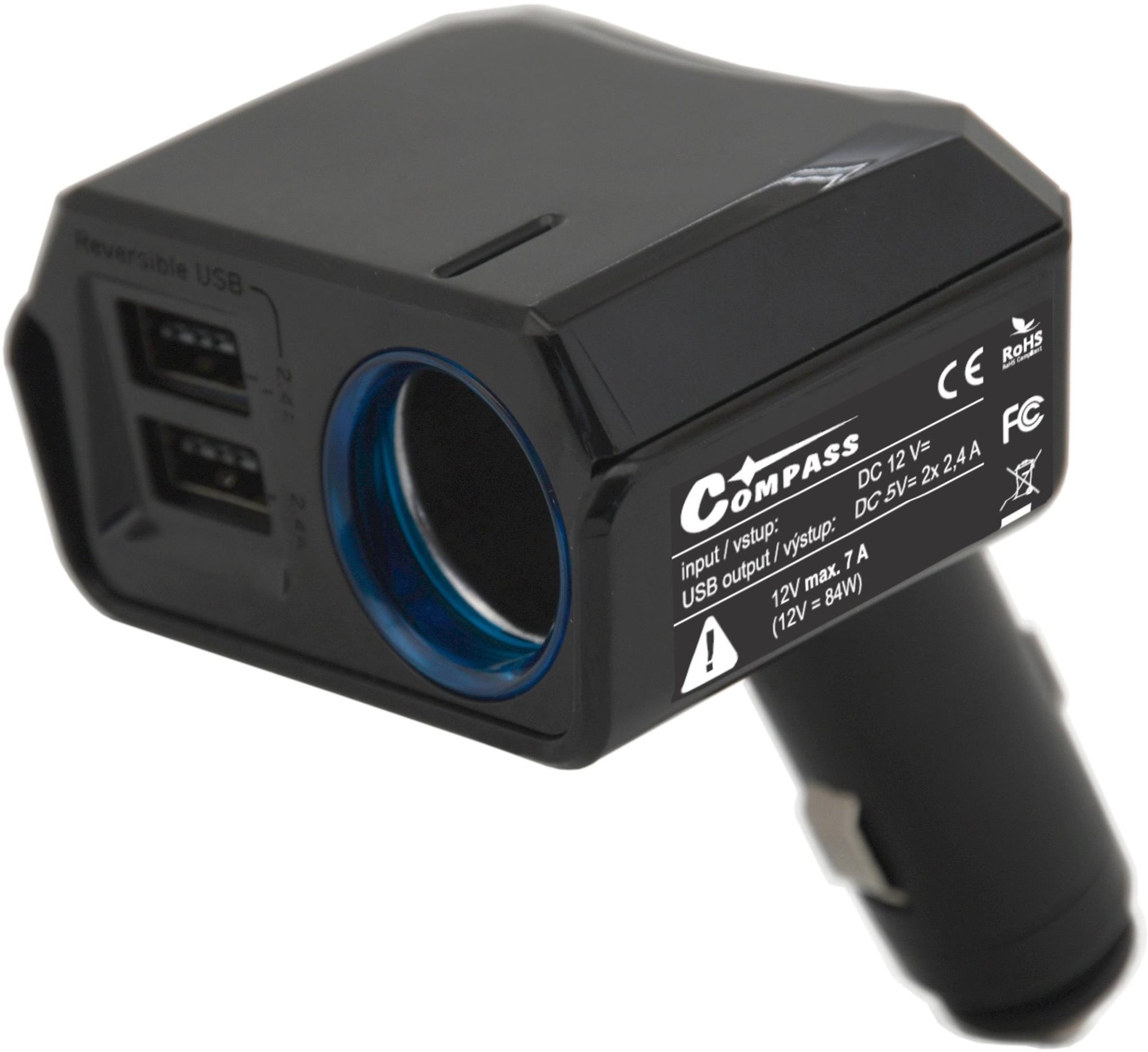 Adaptér pevný 12V + 2x USB 2400mA SELECT