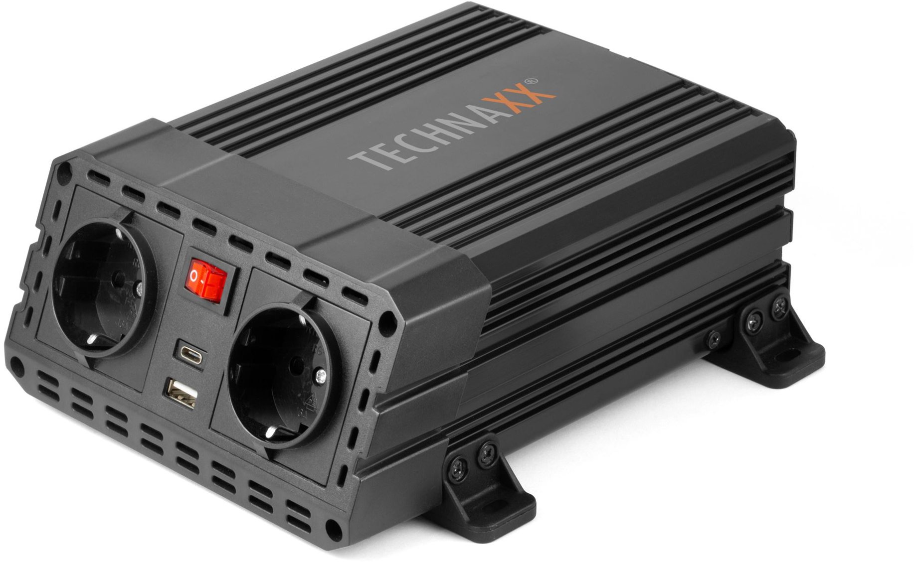 TECHNAXX měnič napětí 600 W, DC 12 V na 1 × USB-C, 1 × USB-A a 2 × 230 V (TE19)