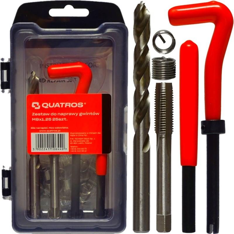 Quatros Sada na opravu poškozených závitů M7 × 1.0 typu Helicoil + 10 závitových vložek