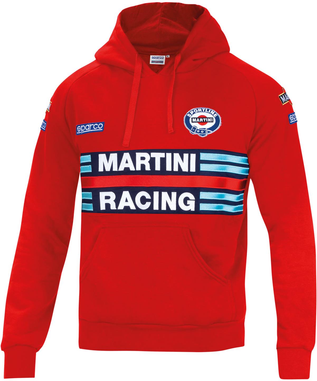 Sparco mikina s kapucí Martini Racing, barva červená, velikost XXL