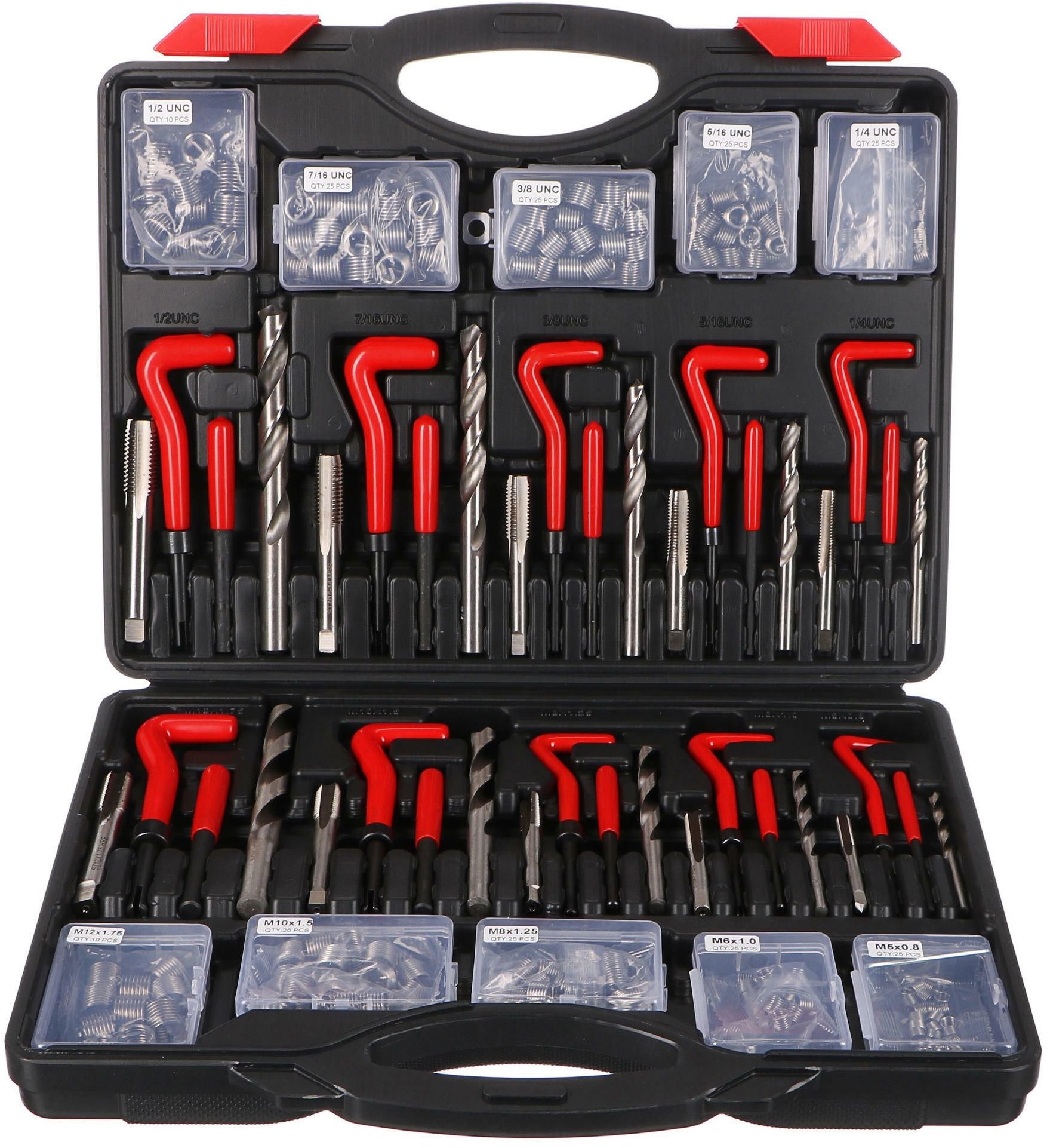 SIXTOL Sada na opravu závitů Mechanic Thread Set 261, M5 - M12, 1 / 4 UNC - 1 / 2 UNC, 261 ks