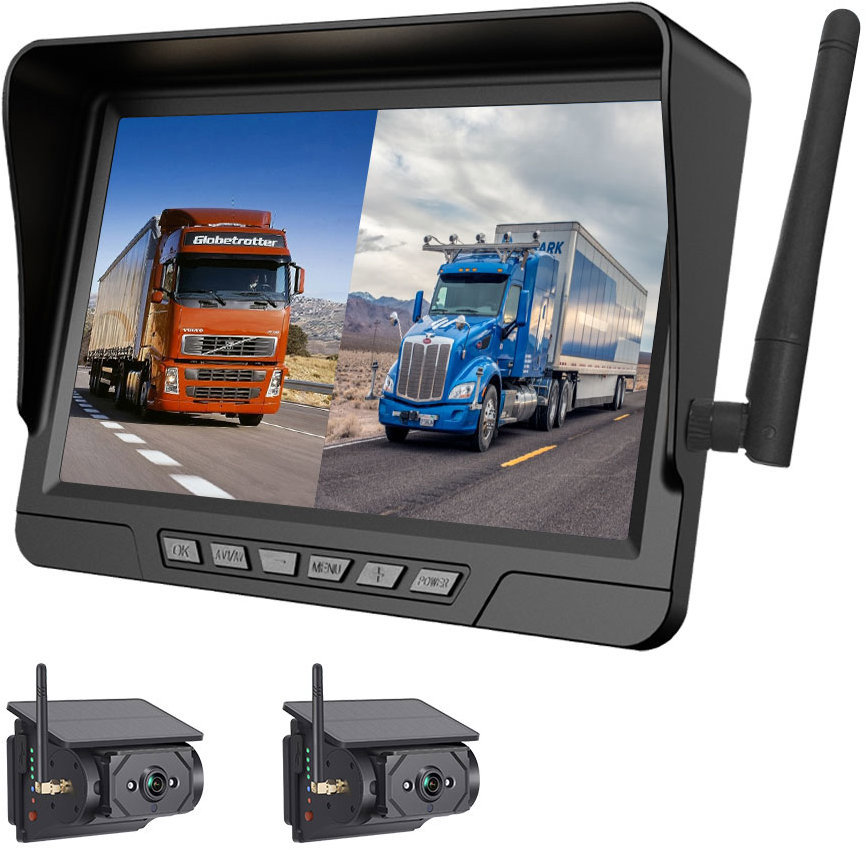 Xtech Bezdrátový parkovací a couvací set XQ12-F2, 7" LCD + 2 × solární kamera